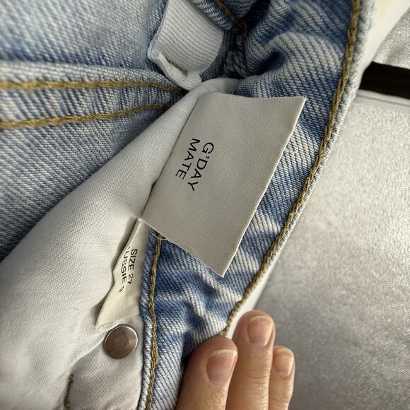 Rollas High Rise Regular Fit Straight Leg Jeans size 27 Light Blue Denim 30" ins - Picture 11 of 13